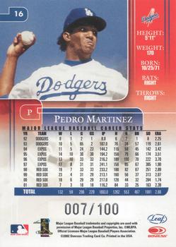 2002 Leaf Rookies & Stars - Longevity #16a Pedro Martinez Back