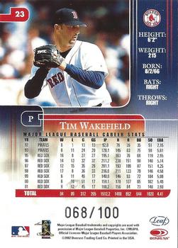 2002 Leaf Rookies & Stars - Longevity #23 Tim Wakefield  Back