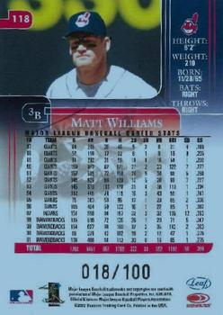2002 Leaf Rookies & Stars - Longevity #118b Matt Williams Back