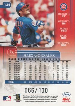 2002 Leaf Rookies & Stars - Longevity #134 Alex Gonzalez  Back