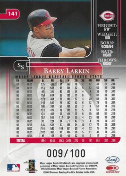 2002 Leaf Rookies & Stars - Longevity #141 Barry Larkin  Back