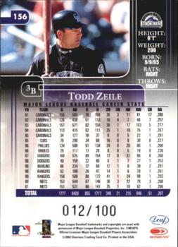 2002 Leaf Rookies & Stars - Longevity #156 Todd Zeile  Back