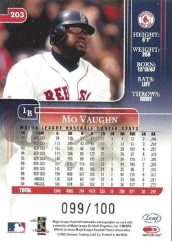 2002 Leaf Rookies & Stars - Longevity #203b Mo Vaughn Back