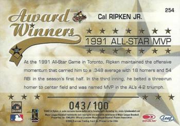 2002 Leaf Rookies & Stars - Longevity #254 Cal Ripken Jr. Back