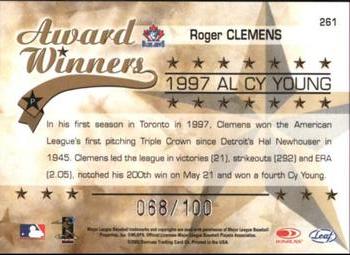 2002 Leaf Rookies & Stars - Longevity #261 Roger Clemens Back