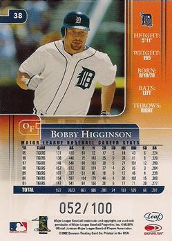2002 Leaf Rookies & Stars - Longevity #38 Bobby Higginson  Back
