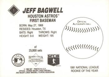 1992 Barry Colla Jeff Bagwell #1 Jeff Bagwell Back