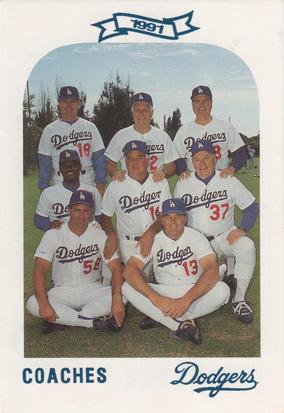 1991 Los Angeles Dodgers Police #NNO Ben Hines / Ron Perranoski / Mark Cresse / Manny Mota / Tommy Lasorda / Joe Amalfitano / Joe Ferguson / Bill Russell Front