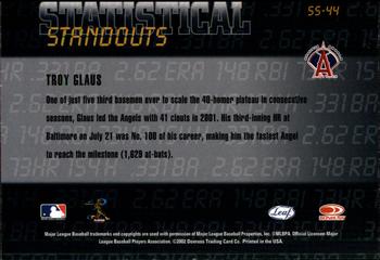 2002 Leaf Rookies & Stars - Statistical Standouts #SS-44 Troy Glaus  Back
