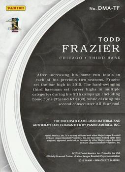 2016 Panini Immaculate Collection - Immaculate Dual Material Autographs #DMA-TF Todd Frazier Back
