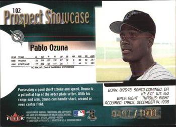 2000 Fleer Showcase #102 Pablo Ozuna Back