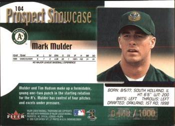 2000 Fleer Showcase #104 Mark Mulder Back