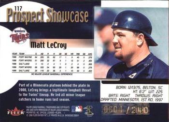 2000 Fleer Showcase #117 Matt LeCroy Back