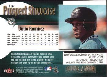 2000 Fleer Showcase #118 Julio Ramirez Back