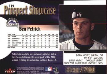 2000 Fleer Showcase #119 Ben Petrick Back