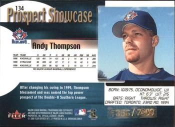 2000 Fleer Showcase #134 Andy Thompson Back