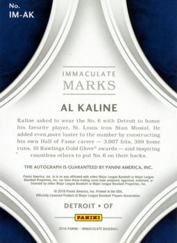 2016 Panini Immaculate Collection - Immaculate Marks Red #IM-AK Al Kaline Back