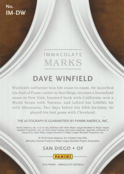 2016 Panini Immaculate Collection - Immaculate Marks Red #IM-DW Dave Winfield Back