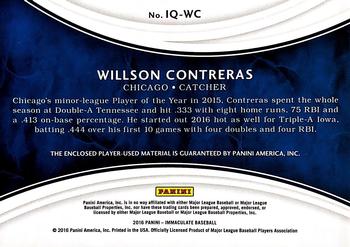 2016 Panini Immaculate Collection - Immaculate Quads Relics #IQ-WC Willson Contreras Back