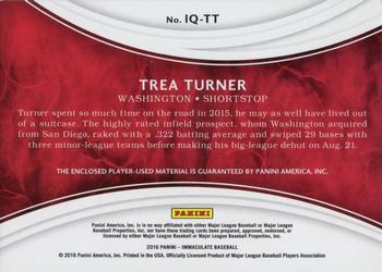 2016 Panini Immaculate Collection - Immaculate Quads Relics #IQ-TT Trea Turner Back