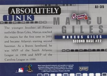 2002 Playoff Absolute Memorabilia - Absolutely Ink #AI-35 Marcus Giles  Back