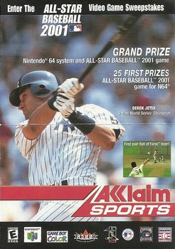 2000 Fleer Tradition #NNO All-Star Baseball 2001 Video Game Sweepstakes Entry Front