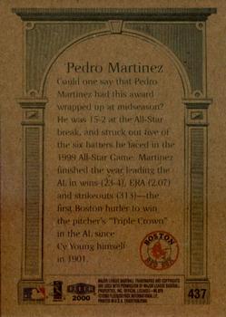 2000 Fleer Tradition #437 Pedro Martinez Back
