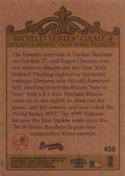 2000 Fleer Tradition #450 World Series Game 4 (Braves/Yankees) Back