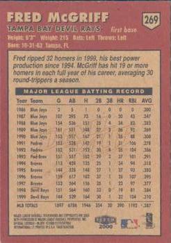 2000 Fleer Tradition #269 Fred McGriff Back