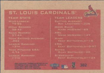 2000 Fleer Tradition #382 St. Louis Cardinals Back
