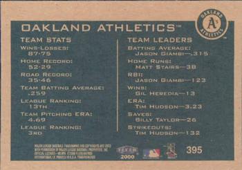 2000 Fleer Tradition #395 Oakland Athletics Back