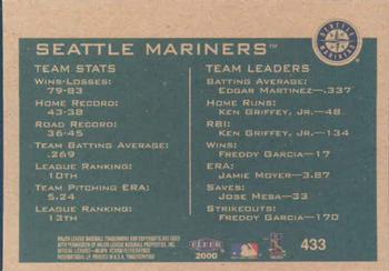 2000 Fleer Tradition #433 Seattle Mariners Back