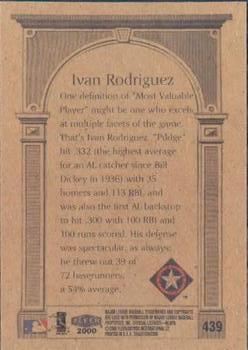 2000 Fleer Tradition #439 Ivan Rodriguez Back