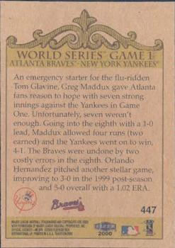 2000 Fleer Tradition #447 World Series Game 1 (Braves/Yankees) Back