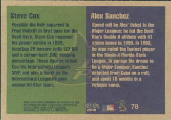 2000 Fleer Tradition #78 Steve Cox / Alex Sanchez Back