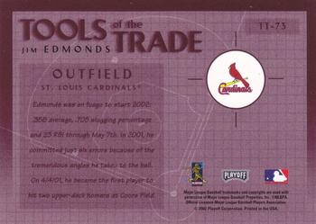 2002 Playoff Absolute Memorabilia - Tools of the Trade #TT-73 Jim Edmonds  Back