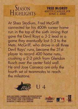 2000 Fleer Tradition Update #U4 Fred McGriff Back