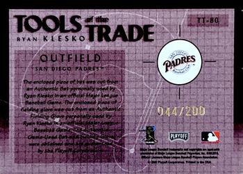 2002 Playoff Absolute Memorabilia - Tools of the Trade Materials #TT-80 Ryan Klesko Back