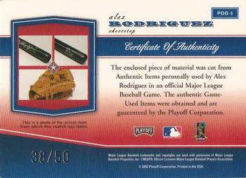 2002 Playoff Piece of the Game - Materials #POG-5 Alex Rodriguez Back