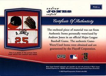 2002 Playoff Piece of the Game - Materials #POG-6 Andruw Jones Back