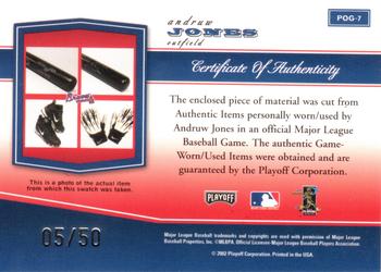 2002 Playoff Piece of the Game - Materials #POG-7 Andruw Jones Back