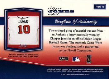 2002 Playoff Piece of the Game - Materials #POG-13 Chipper Jones Back