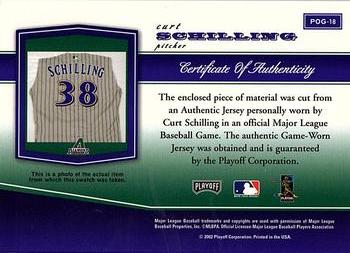 2002 Playoff Piece of the Game - Materials #POG-18 Curt Schilling Back