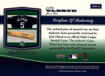 2002 Playoff Piece of the Game - Materials #POG-37 John Olerud Back