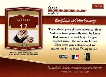 2002 Playoff Piece of the Game - Materials #POG-47 Lance Berkman Back