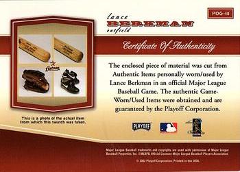 2002 Playoff Piece of the Game - Materials #POG-48 Lance Berkman Back