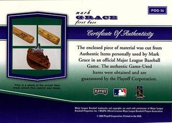 2002 Playoff Piece of the Game - Materials #POG-56 Mark Grace Back