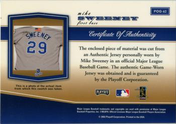 2002 Playoff Piece of the Game - Materials #POG-62 Mike Sweeney Back