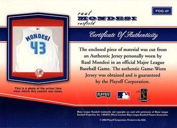 2002 Playoff Piece of the Game - Materials #POG-69 Raul Mondesi Back