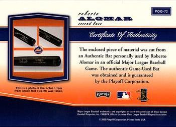 2002 Playoff Piece of the Game - Materials #POG-72 Roberto Alomar Back